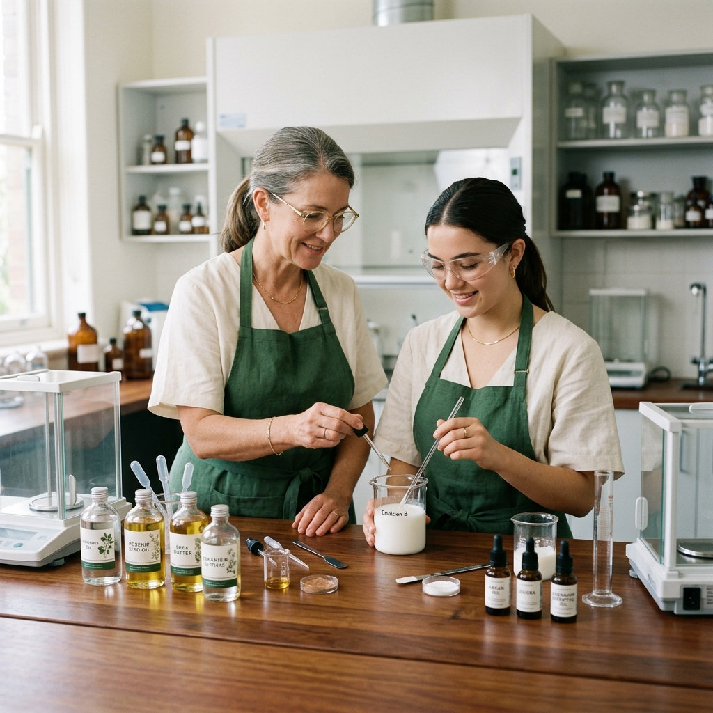Elaboración de cremas cosméticas con materias primas.